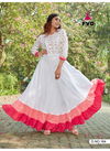 White With Peach Colour Border London Dream Reyon 14 kg With Print Long Gown 164